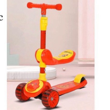 XE TRƯỢT SCOTTER KIÊM XE CHÒI CHÂN PHÁT NHẠC CÓ GHẾ NGỒI CHO BÉ MÃ 881  - Shop Lộc Hoa !