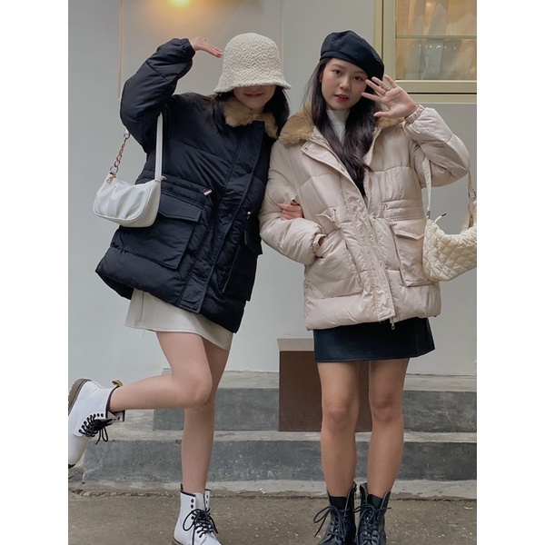 áo khoác phao cổ bẻ túi hộp JB184 LOLLIE STUDIO