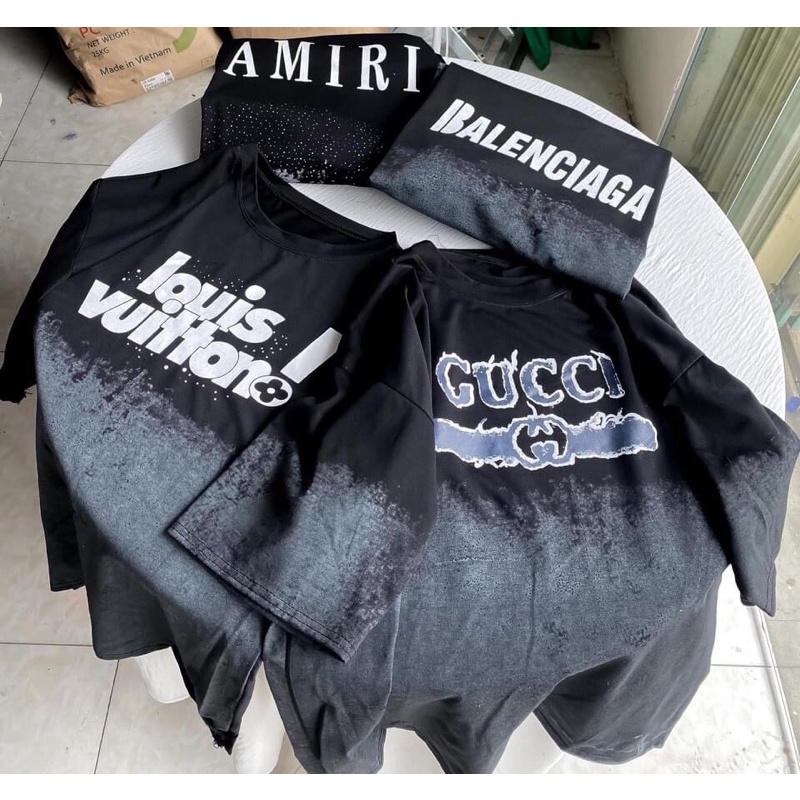 Áo Thun Loang Đen Unisex Phông Form Rộng Ngắn Tay In Hình Cá Tính Nam Nữ Ulzzang HOT