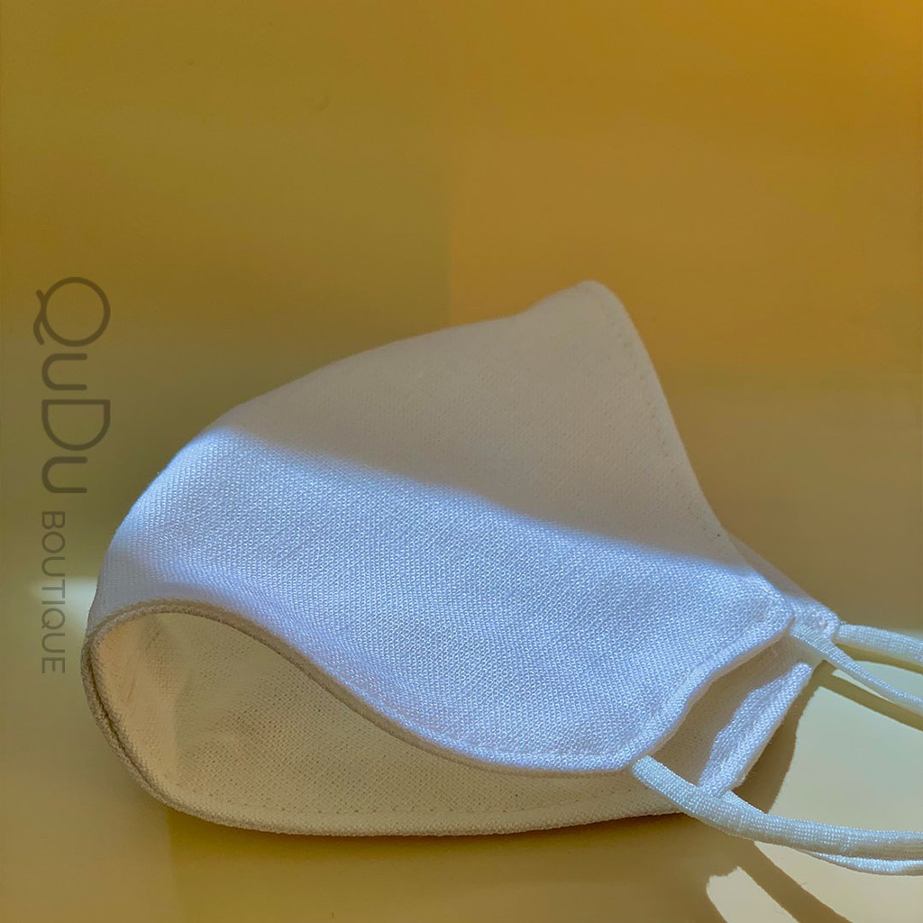 [MADE BY QUDU] Khẩu Trang Vải Chống Giọt Bắn, Tia UV Màu Trắng Thời Trang Vải Linen, Nam Nữ Đều Có Thể Sử Dụng