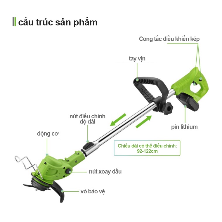 Máy cắt cỏ, máy cắt cỏ cầm tay, máy cắt cỏ dùng pin, tỉa cành cầm tay pin khủng, 1800W Động cơ mạnh mẽ