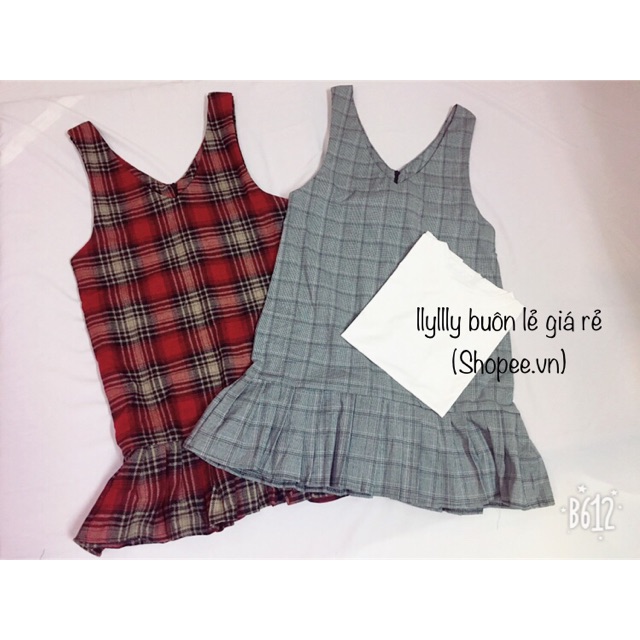 Sét áo + váy yếm kẻ caro đuôi cá
