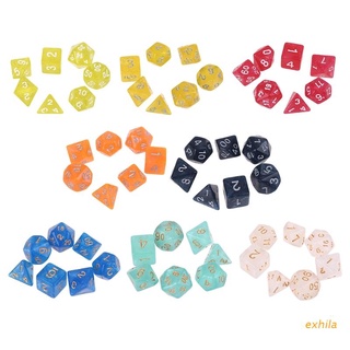 Set 7 viên xí ngầu đa diện hai mặt bằng acrylic lấp lánh