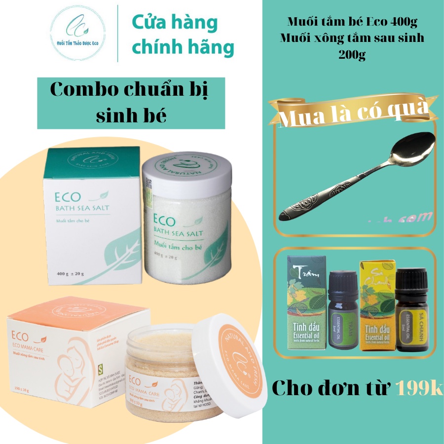 Combo 1 lọ muối tắm bé Eco Sinh Dược 400g và 1 lọ muối xông tắm Eco Sinh Dược 200g