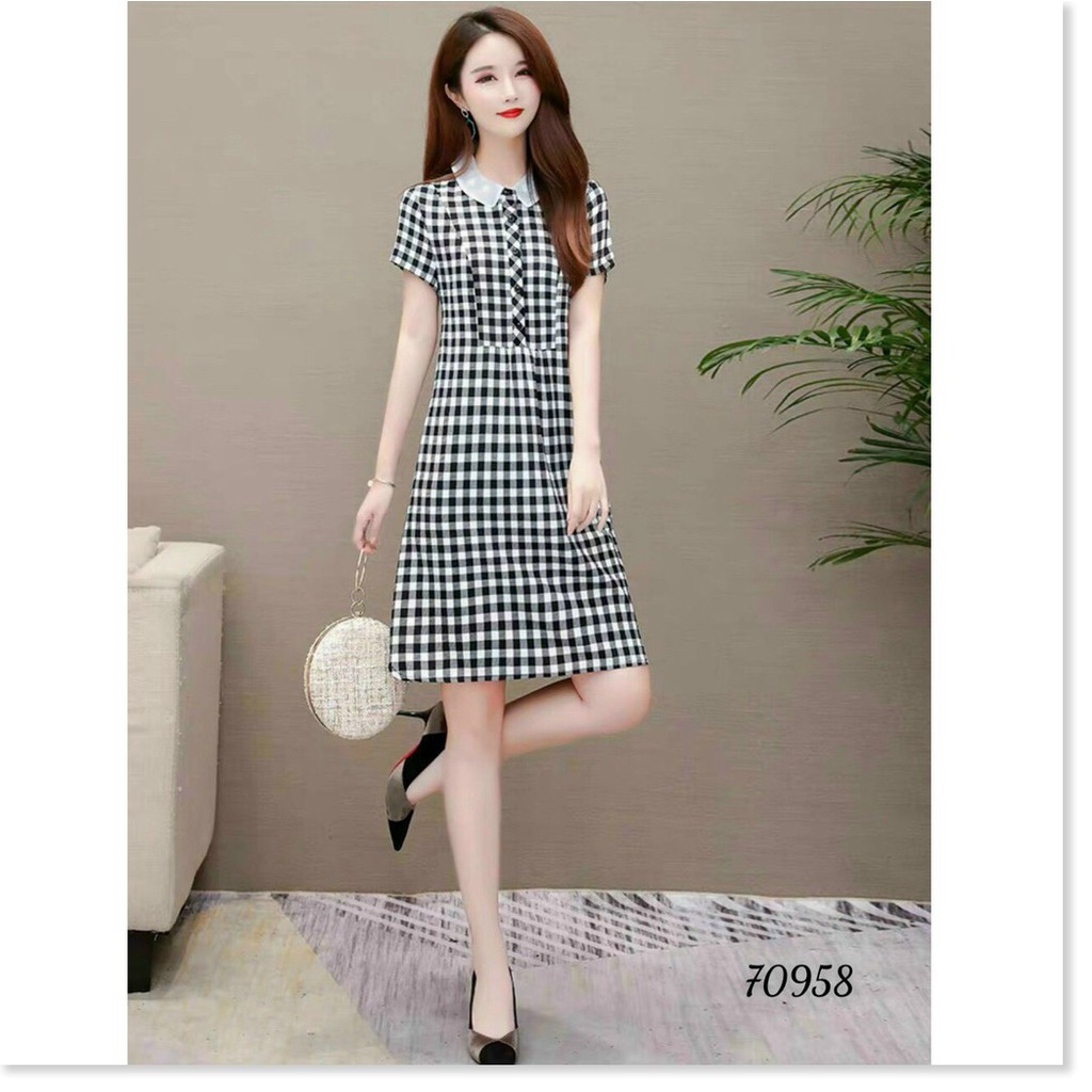 ĐẦM LỤA CARO DÁM SUÔNG THÍCH HỢP CHO CÁC BAN NỮ ĐI DỰ TIỆC,ĐI CHƠI.... THỜI TRANG MỚI KME
