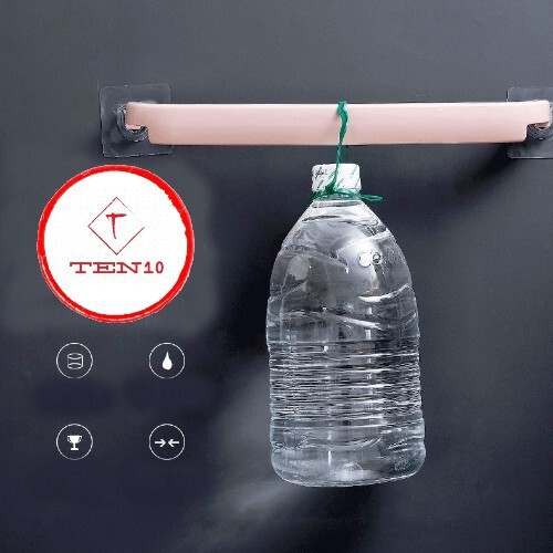 Thanh treo quần áo giá treo khăn nhà tắm dán tường siêu dính dài 45cm nhựa cao cấp chịu lực tốt màu xanh hồng