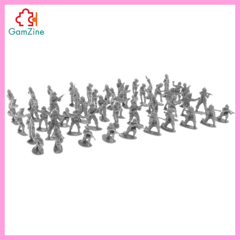 Set 100 mô hình lính quân đội bằng nhựa màu xám
