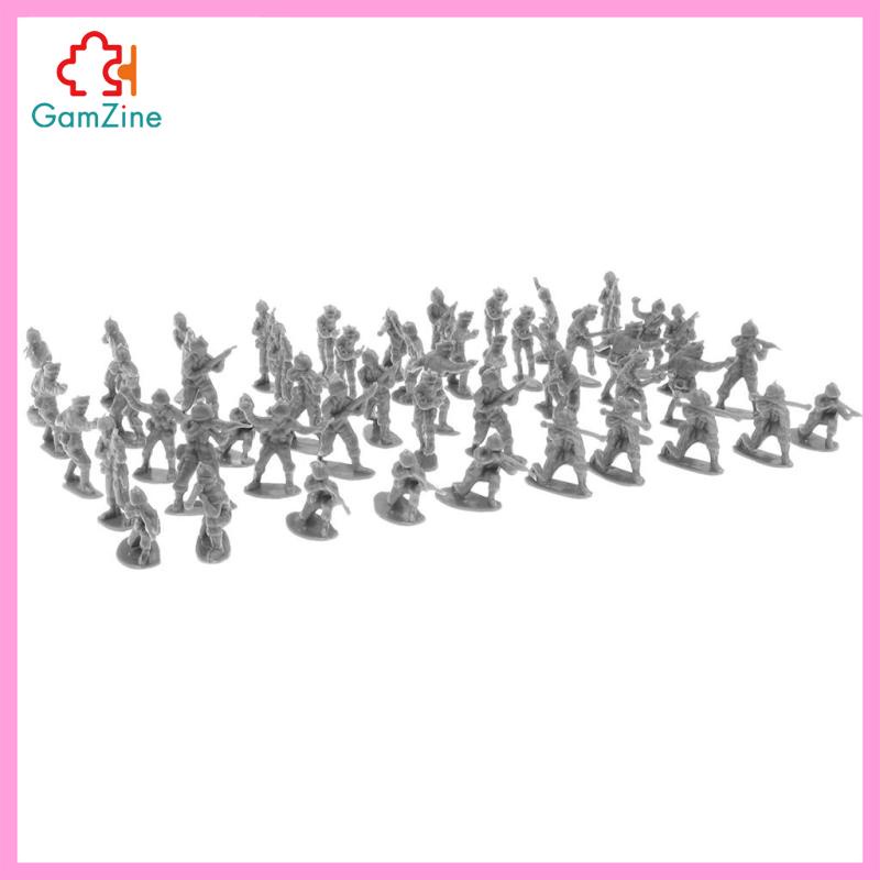 Set 100 mô hình lính quân đội bằng nhựa màu xám