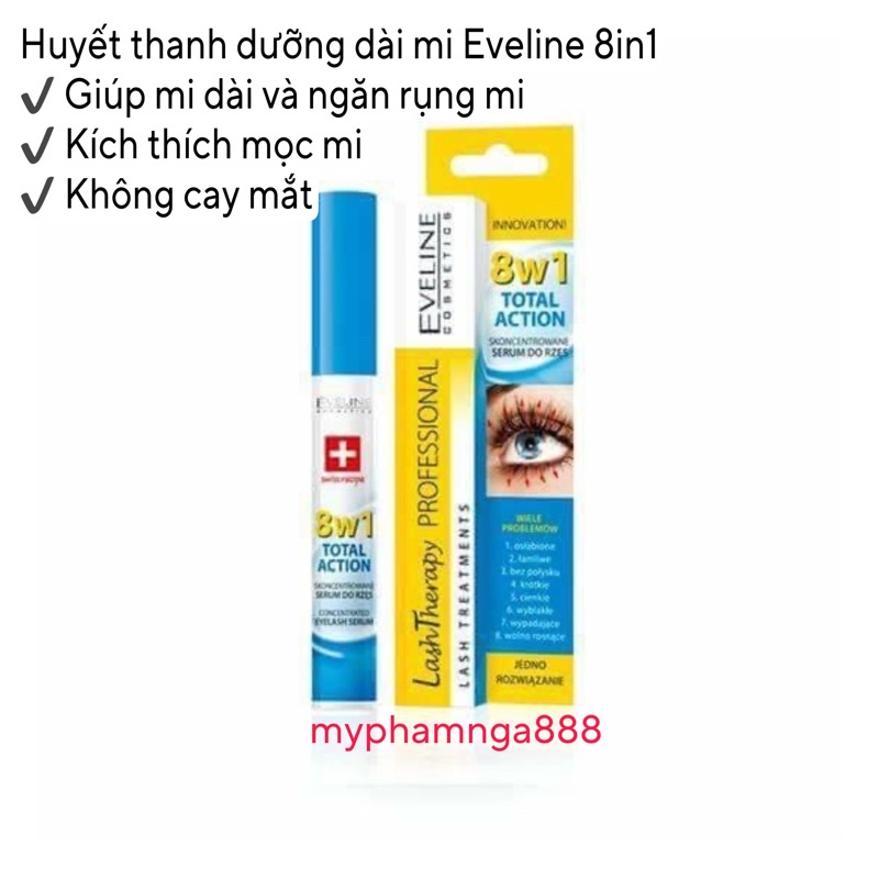 Dưỡng dài mi, giảm gẫy rụng mi Eveline 8in1 Nga- chính hãng Eveline