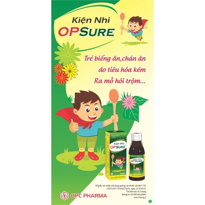 Siro ăn ngon KIỆN NHI OP.SURE OPC - Trẻ chán ăn, biếng ăn do tiêu hóa kém, ra mồ hôi trộm - Hàng chính hãng OPC