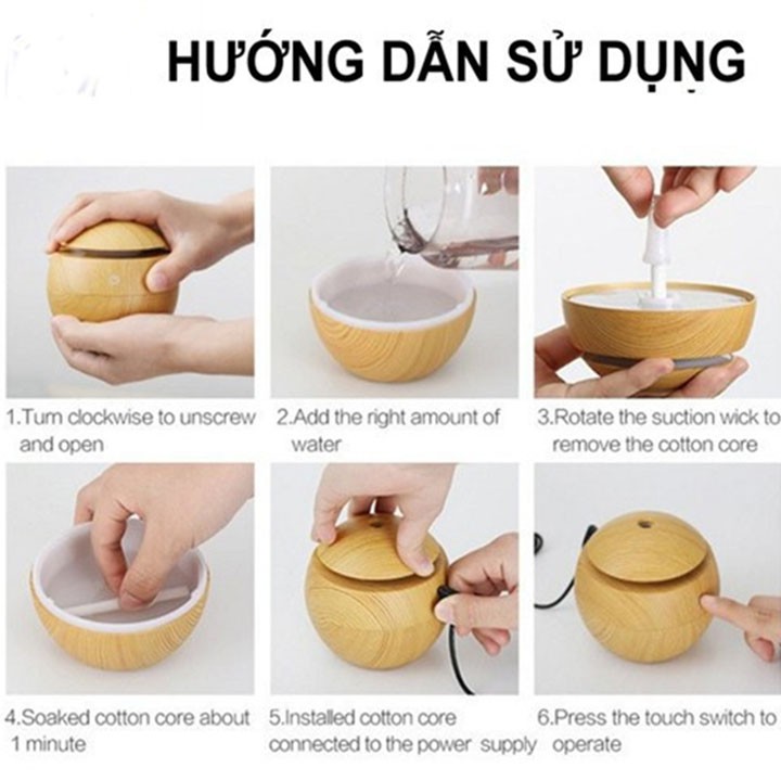 [Tặng kèm tinh dầu]Máy xông tinh dầu, phun sương tạo ẩm vân gỗ cao cấp