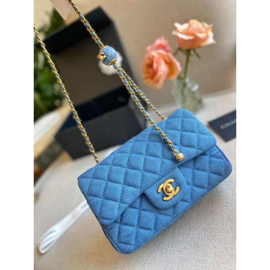 Túi Xách Denim / Vàng Sáng 20Cm Không Hộp