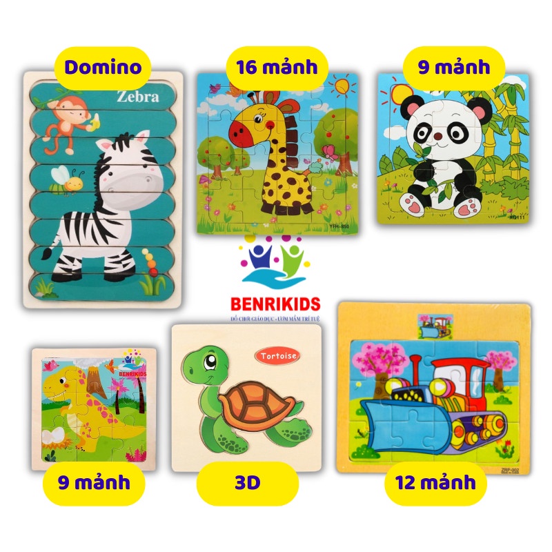 Đồ Chơi Tranh Xếp Hình, Lắp Ráp Nhiều Mảnh Ghép Chủ Đề Đa Dạng Ngộ Nghĩnh Cho Bé Phát Triển Trí Tuệ Benrikids