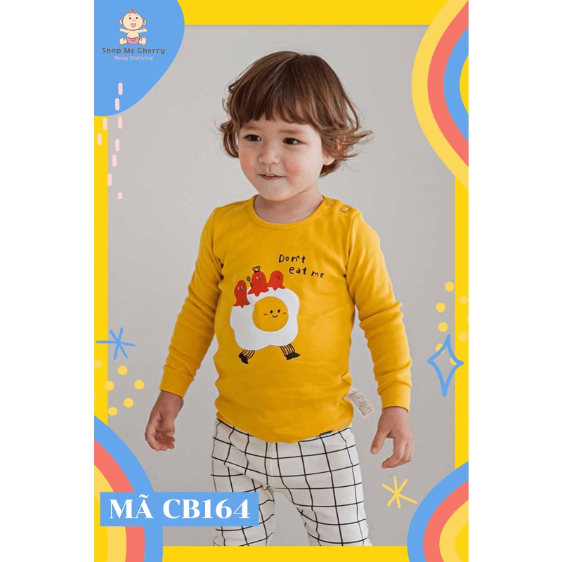 BỘ THU ĐÔNG DÀI TAY CAO CẤP TRẺ EM CỦA HÃNG CORDI-I, CHẤT THUN COTTON ORGANIC, MẪU TRỨNG ỐP LA