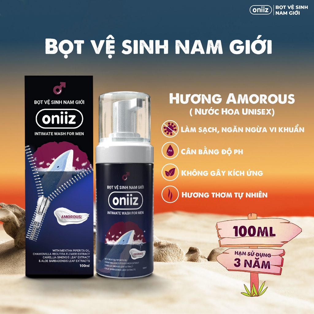 Bọt vệ sinh nam giới Oniiz Dung dịch vệ sinh nam tạo bọt Amorous (Hương Unisex) 100ml
