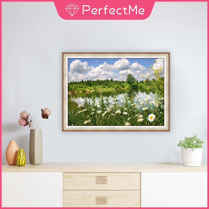 Bộ Tranh Đính Đá 5d Họa Tiết Hoa Xinh Xắn Độc Đáo Kích Thước 40x30cm DIY Dùng Trang Trí Nhà Cửa