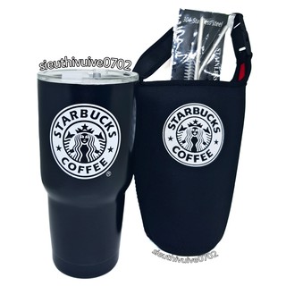 BỘ LY GIỮ NHIỆT STARBUCK ĐEN NHÁM 900ML