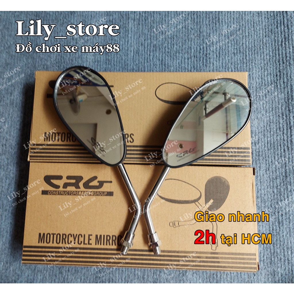 Gương kính chiếu hậu CRG giọt nước chân inox gắn mọi xe máy