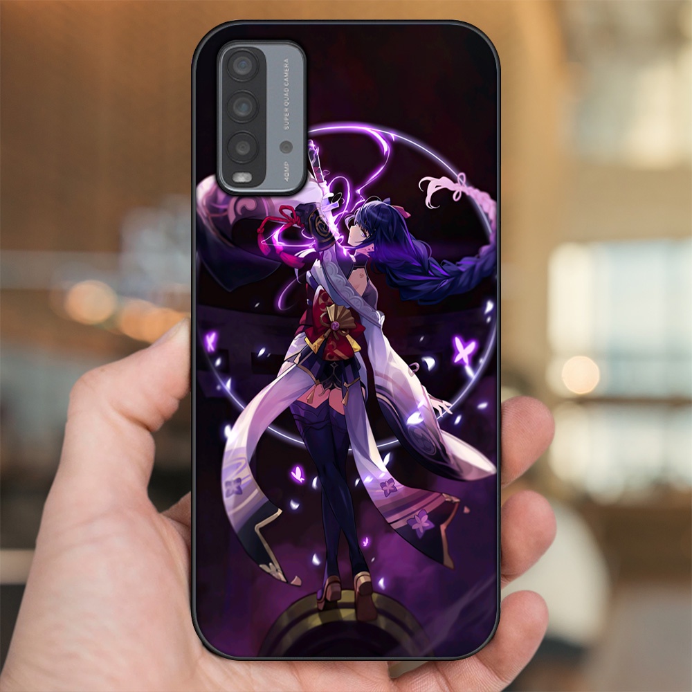 Ốp lưng Xiaomi Redmi 9T viền đen in hình Raiden Shogun Genshin Impact