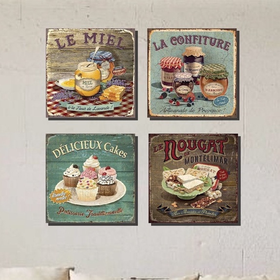 Tranh In Gỗ - Bánh Mứt Vintage trang trí quán cafe, nhà cửa
