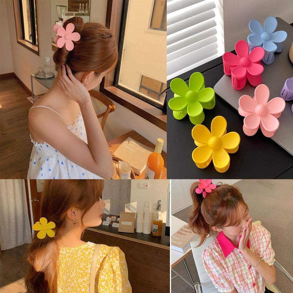 Kẹp tóc hình hoa năm cánh bằng acrylic phong cách Hàn Quốc dễ thương cho nữ