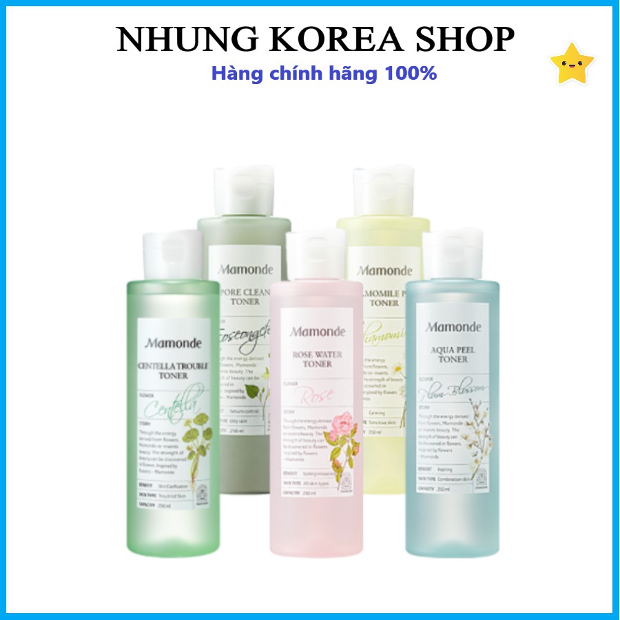 (Chính hãng) Nước hoa hồng toner Mamonde các loại Rose/Pore/Chamomile/Aqua Peel/Centella