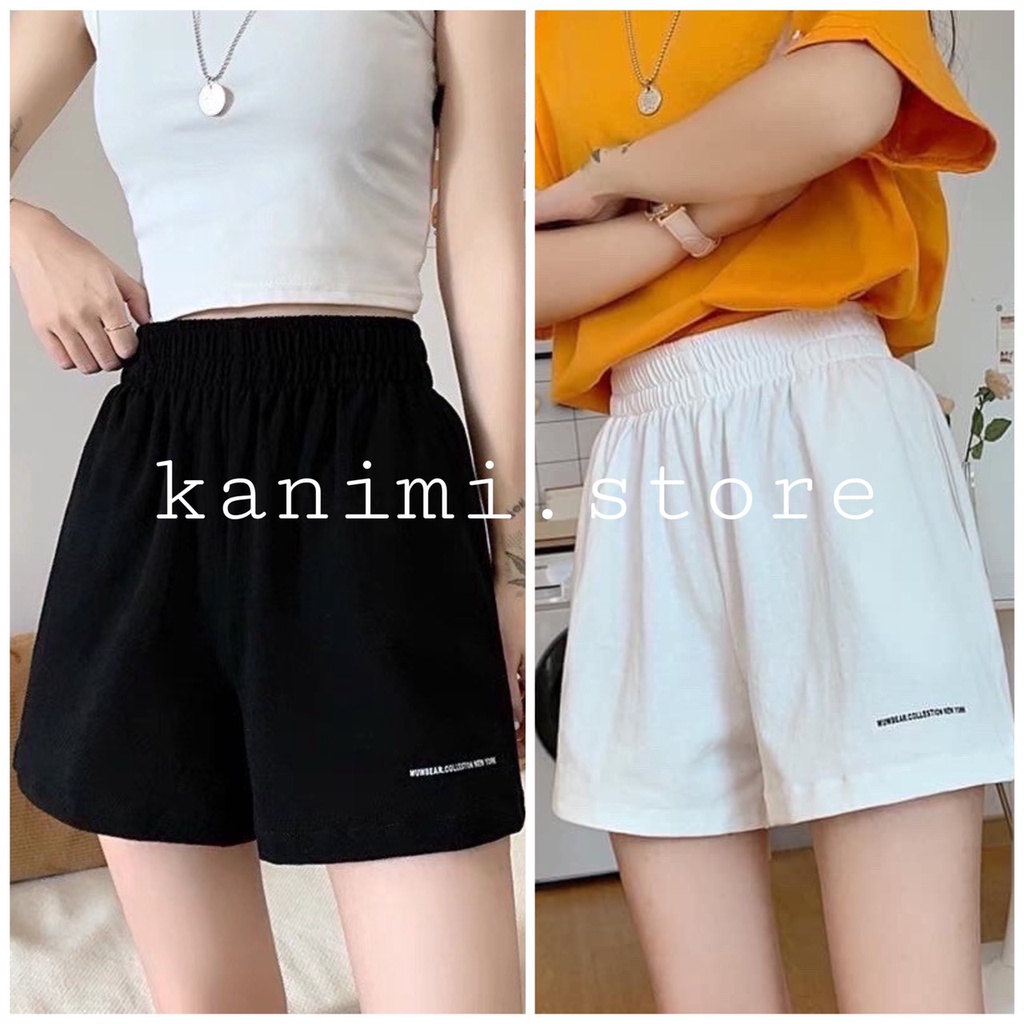 Quần short đũi unisex KANIMI - quần đùi đũi chun thêu chữ siêu Hot QN06