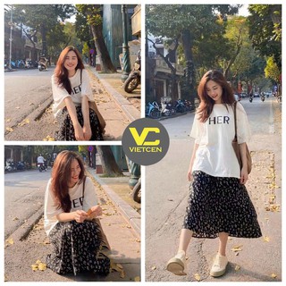 Chân váy hoa dáng dài phong cách vintage VIETCEN chân váy hoa nhí thời trang đẹp
