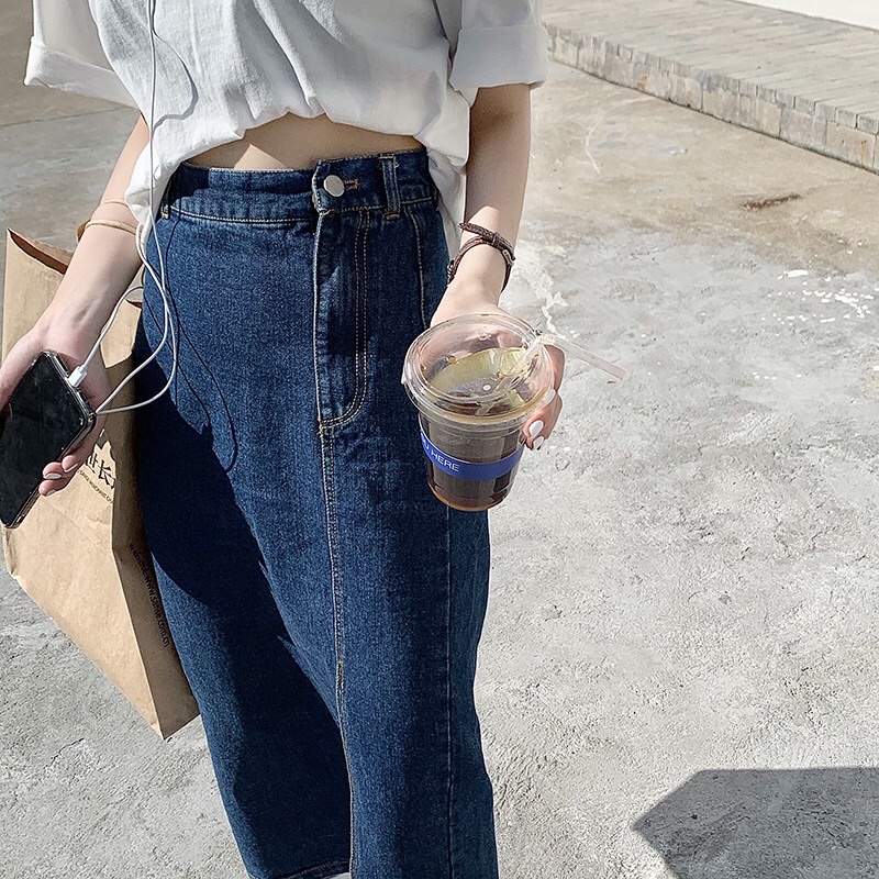 [ ẢNH THẬT ĐỘC QUYỀN MEGGIECLOSET] Chân váy jean xanh đậm nút 1 bên | BigBuy360 - bigbuy360.vn