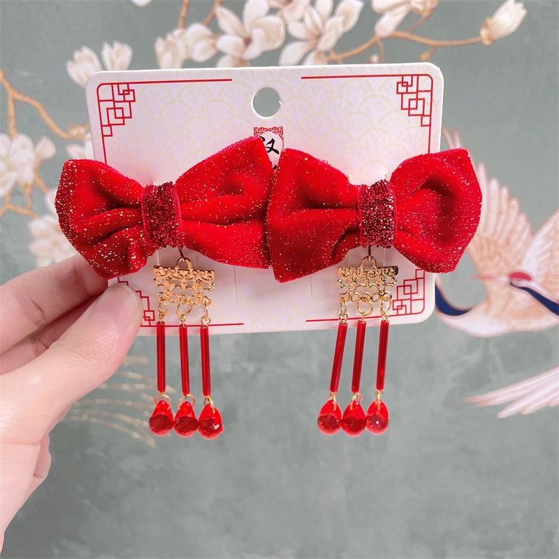 1 Cặp Trâm Cài Tóc Hình Nơ / Thỏ / Hoa Phong Cách Hán Phục Trung Hoa Dễ Thương Dành Cho Bé Gái