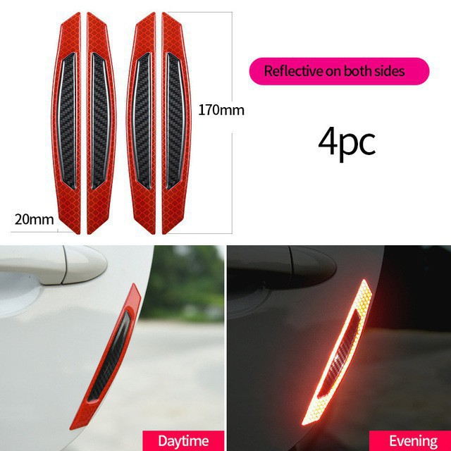 Bộ miếng dán cửa xe ô tô bằng sợi carbon 5D phản quang cảnh báo an toàn chống va đập phổ biến