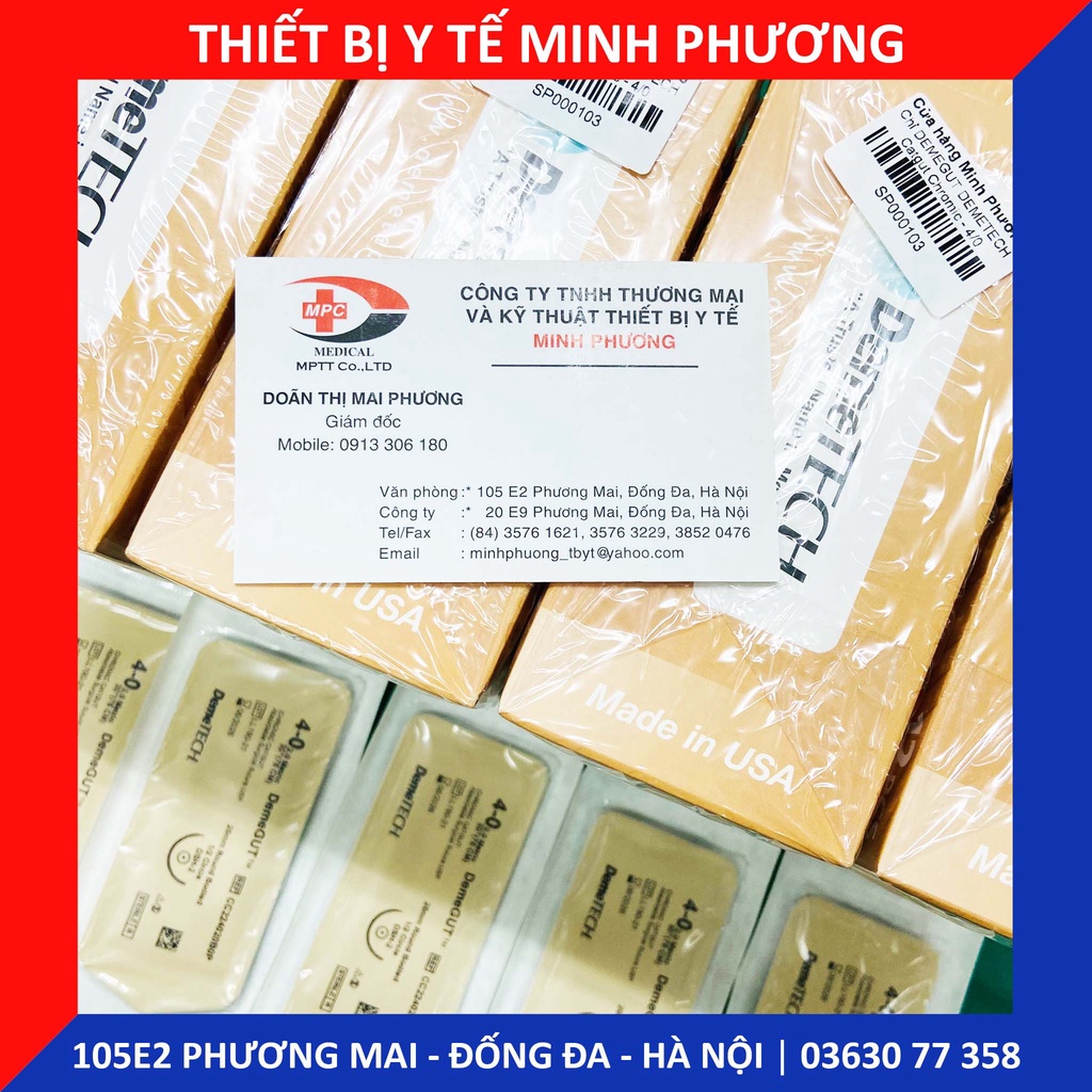 [ĐẠI LÝ PHÂN PHỐI] Bán lẻ chỉ khâu DEMEGUT DEMETECH Catgut Chromic không tiêu dùng trong phẫu thuật số 4/0