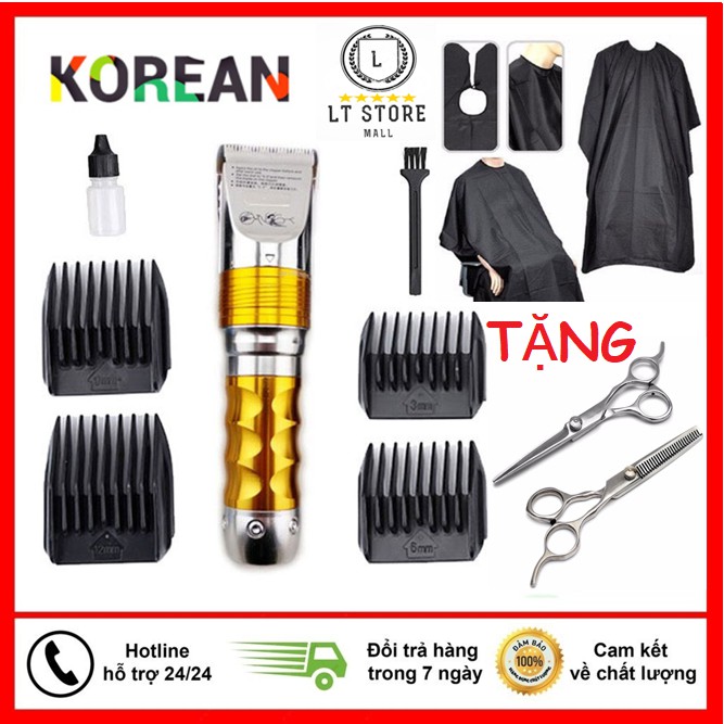 Tông đơ cắt tóc không dây 2 pin Huaerbo F10 tặng bộ kéo cắt tỉa tóc và áo choàng - Tăng đơ hớt tóc chuyên nghiệp