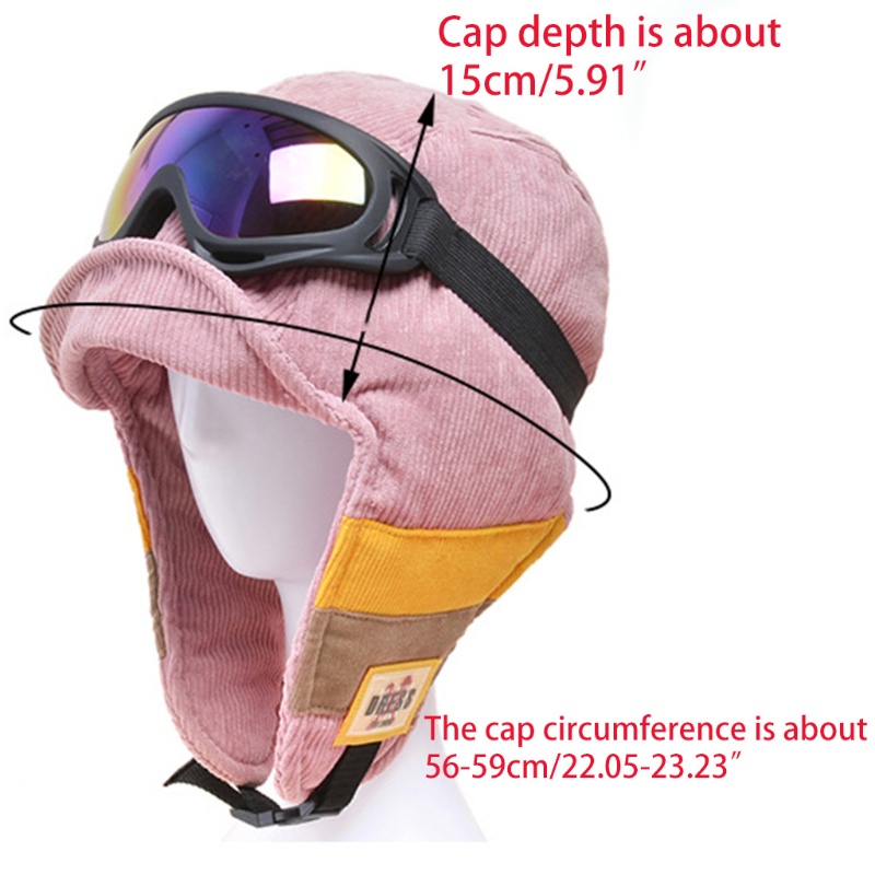 Han Mũ Trùm Đầu Mùa Đông Bằng Nhung Ấm Áp Có Kính Có Thể Tháo Rời Chống Gió Khối Màu Tuyết Sk