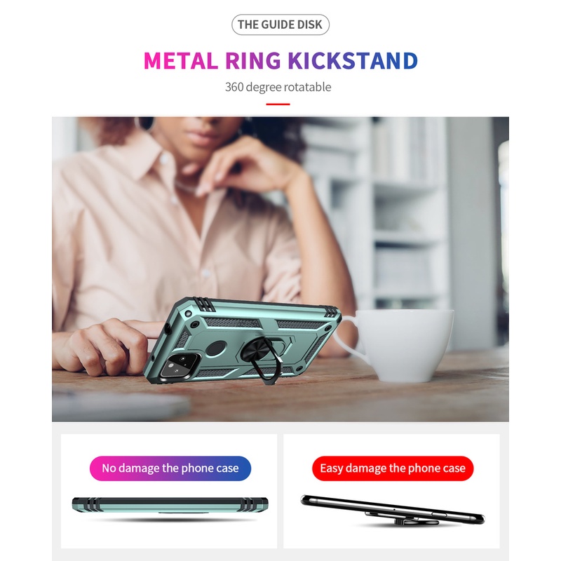 Ốp Điện Thoại Cứng Kiểu Giáp Kèm Giá Đỡ Nhẫn Từ Tính Chống Rơi Cho Google Pixel 6 5 5A 4 4A 3 3A XL Pro
