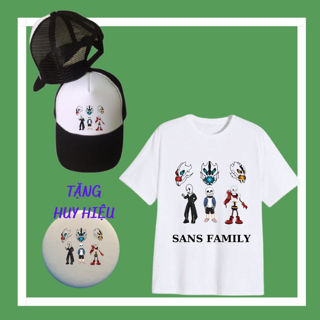 Áo Sans Family, Mũ Sans Family, Huy hiệu Sans Family cho trẻ em, đủ màu sắc, đủ size áo
