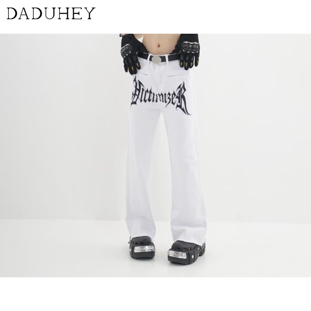 DaDuHey American Fashion Brand Vintage Embroidered Jeans Men's High Street Ins Fried Street Straight Hip Hop Loose Pants