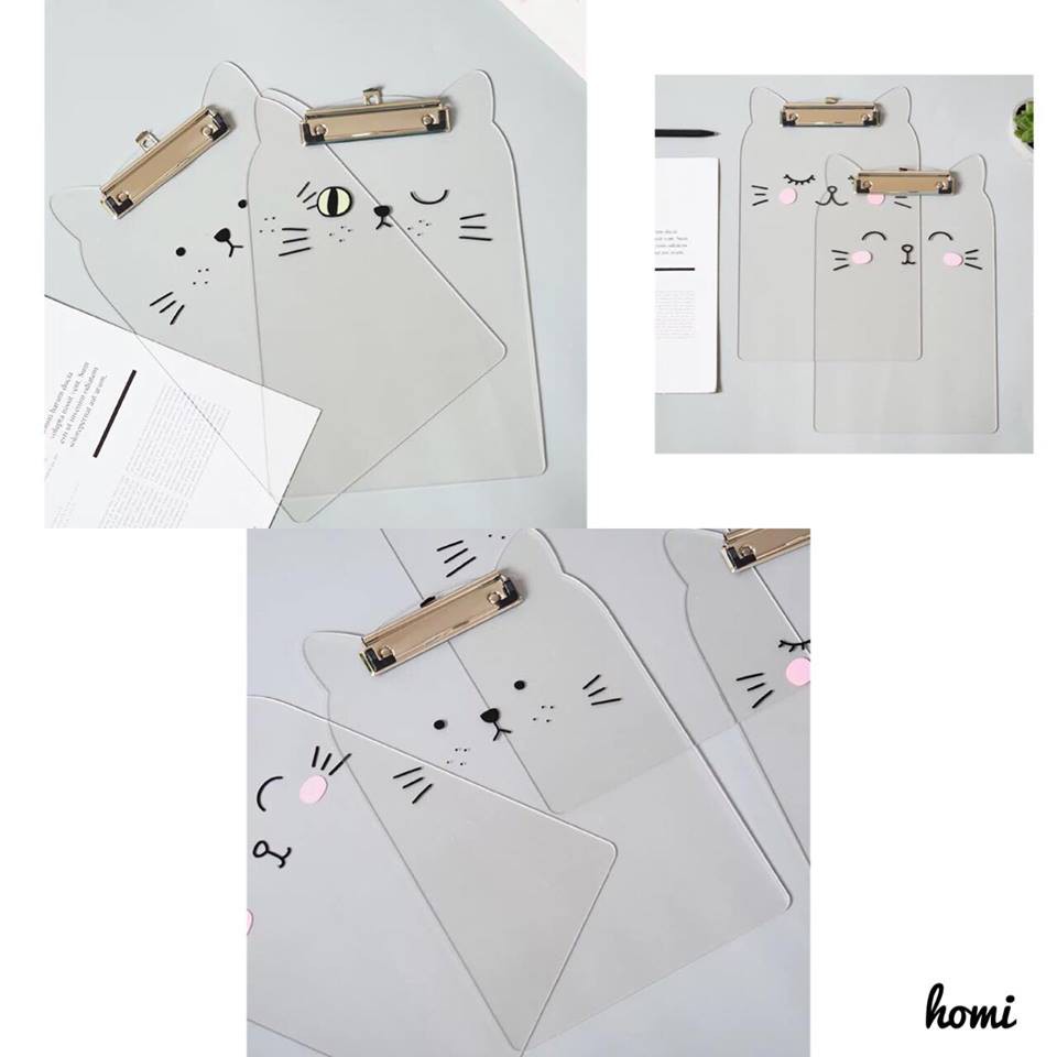 Trình ký Treemart Nhựa trong họa tiết Mèo Pink