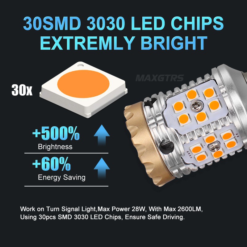 Set 2 Đèn LED Tín Hiệu Cho Xe MAXGTRS BA15S BAU15S P21W PY21W 1156 7440 3156 S25