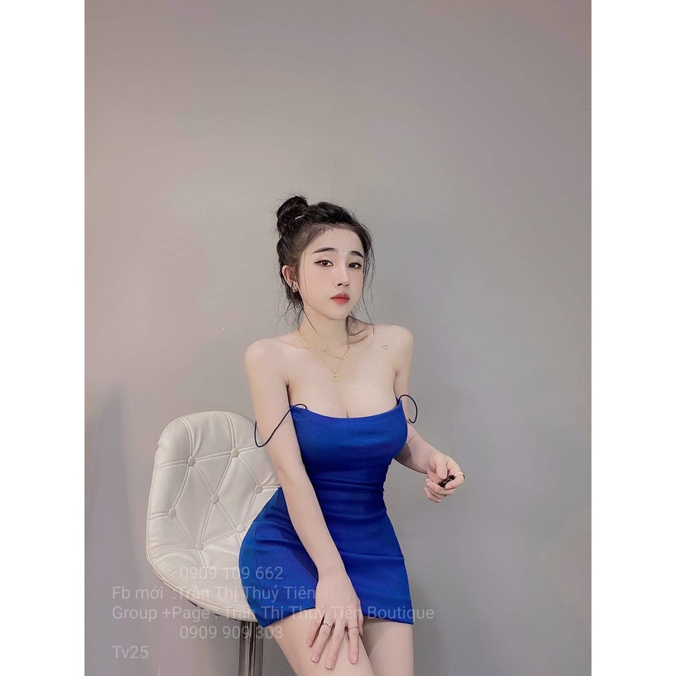 Đầm hai dây ôm body trơn cực hot tôn dáng  , chất thun bozip co giãn mềm mịn