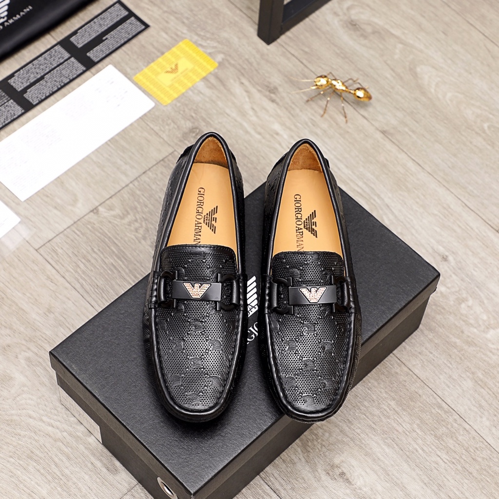 Giày tây lười da thật ARMANI thiết kế sang trọng và thời thượng với mặt da in nổi cá tính