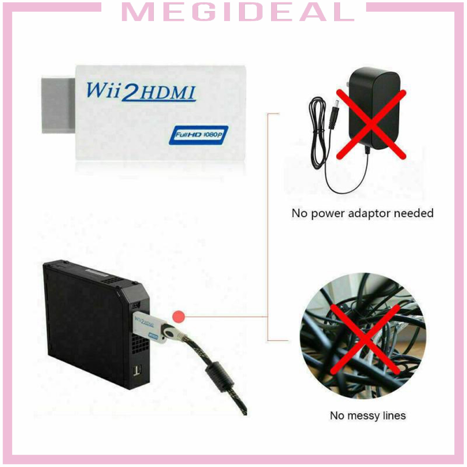 Đầu Chuyển Đổi Từ Wii Sang Hdmi Với Đầu Ra Âm Thanh Video 3.5mm