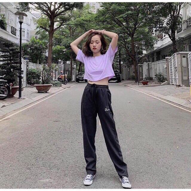 Áo Croptop crt trơn cổ tròn basic
