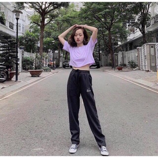 Áo Croptop crt trơn cổ tròn basic