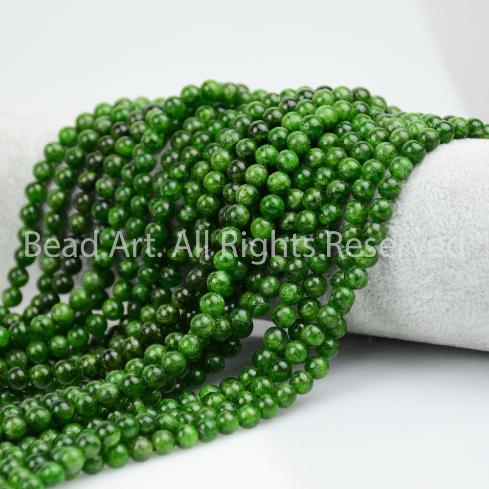 Diopside Xanh Lá 6mm, Vòng Tay Phong Thuỷ, Chuỗi Hạt, Mệnh Mộc, Hoả S37 - Bead Art