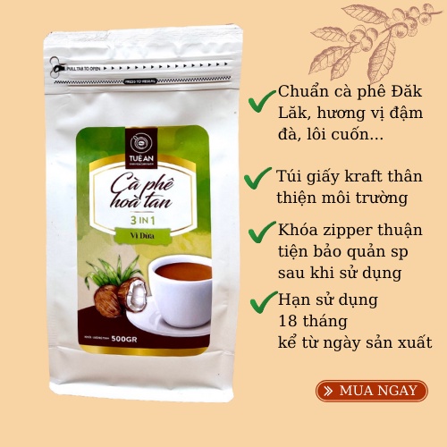 Cà phê hòa tan sữa dừa Tuệ An cafe capuchino vị dừa ngon | BigBuy360 - bigbuy360.vn