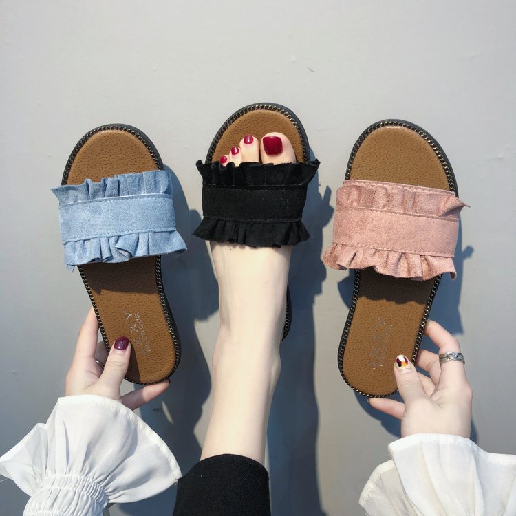 Dép lê , dép nữ thời trang nhún bèo Dép Sandal Đế Bằng Thoải Mái Thời Trang Đi Biển Mùa Hè Sành Điệu Cho Nữ