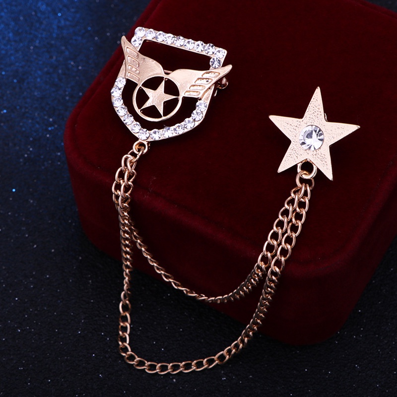 EFAN Ghim Cài Áo Hình Ngôi Sao Năm Cánh Đính Đá Thời Trang Cho Nam