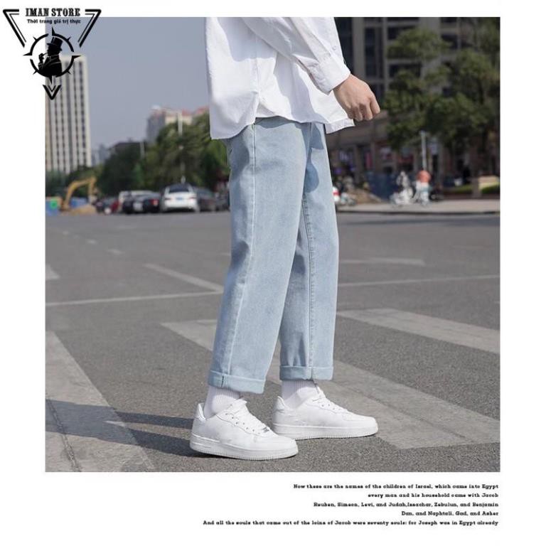 Quần Jean Baggy nam xanh sáng nhạt ống xuông rộng TR03 style hàn quốc 2021 | WebRaoVat - webraovat.net.vn