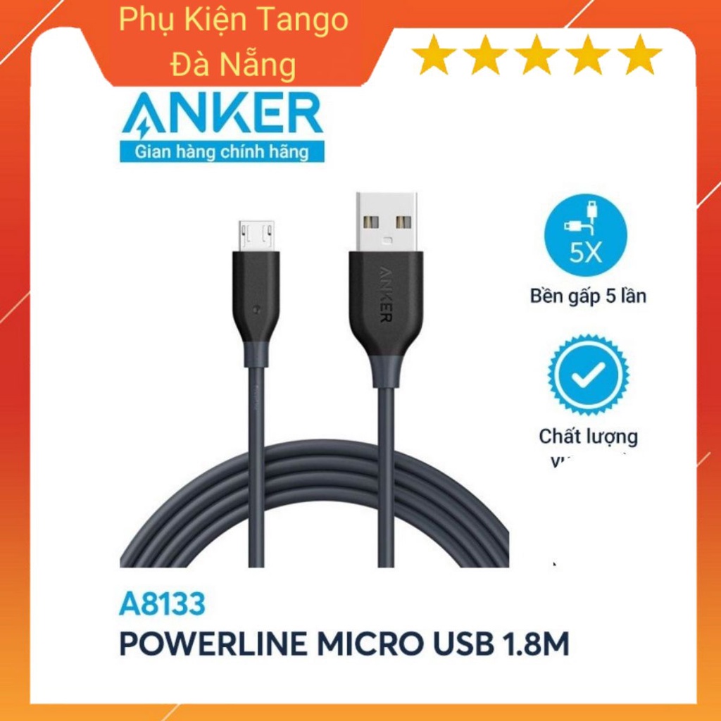 Dây sạc micro usb sạc nhanh Anker Power Line 1.8m dành cho các dòng androi chân Micro